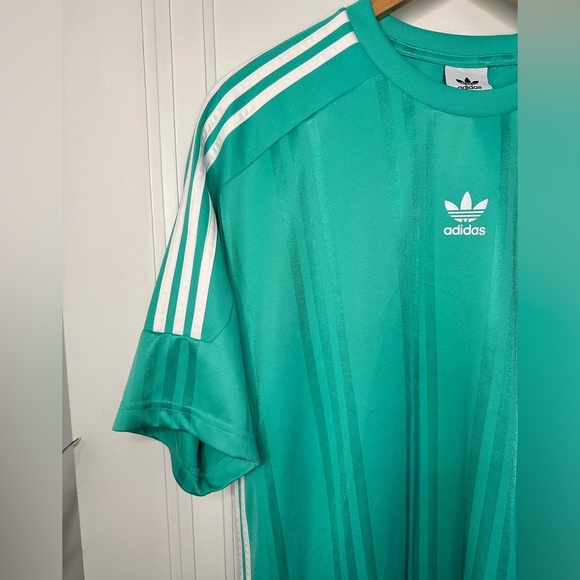 Adidas Originals - 3 Stripes Jacquard Hi-Res Green Soccer Jersey - Size 2XL 3XL - Picture 2 of 10